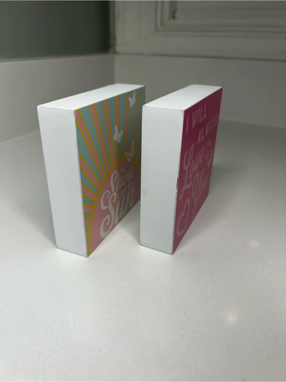 NEW Dolly Parton Set of 2 Pink & Pastel Inspirational Block Duo 4x4